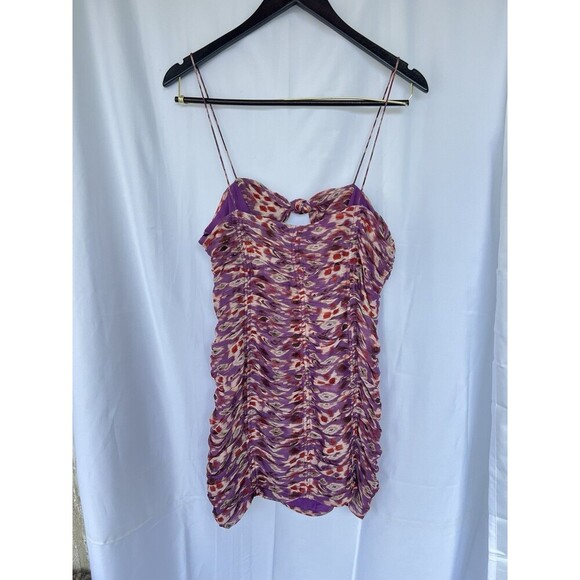 Zara Women's Purple Metallic Twist Front Draped Ruched Dress Women’s Size Small - Picture 8 of 9